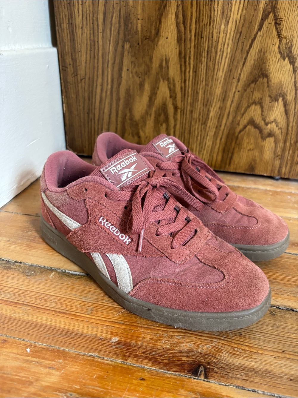 Reebok Wine Suede Low-Top Sneakers